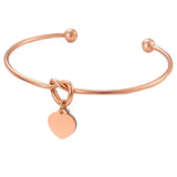 Heart Knot Bangle Cuff Stainless Steel Heart Bracelet 2mm Thickness