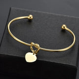 Heart Knot Bangle Cuff Stainless Steel Heart Bracelet 2mm Thickness