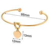 Heart Knot Bangle Cuff Stainless Steel Heart Bracelet 2mm Thickness