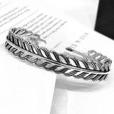 Hollow Leaf Bracelets Silver Plated Jewelry Retro Feather Opening Bangles
