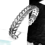 Hollow Leaf Bracelets Silver Plated Jewelry Retro Feather Opening Bangles