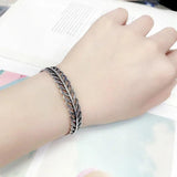 Hollow Leaf Bracelets Silver Plated Jewelry Retro Feather Opening Bangles