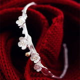 Plum Blossom Cherry Blossoms Silver Bangle