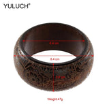 Vintage Carved Wooden Bangles Bohemian Ethnic DIY Bracelets