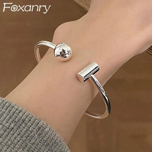 Foxanry Simple Silver Bracelet for Women