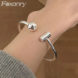 Foxanry Simple Silver Bracelet for Women