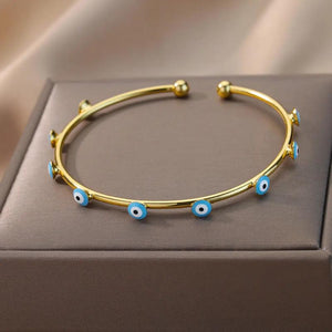 Evil Eye Charm Cuff Bracelet Colorful Enamel Adjustable Bangle