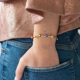 Evil Eye Charm Cuff Bracelet Colorful Enamel Adjustable Bangle