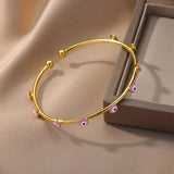 Evil Eye Charm Cuff Bracelet Colorful Enamel Adjustable Bangle