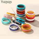 Vintage Resin Bracelets For Women Wide Bangle Stripe