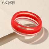 Vintage Resin Bracelets For Women Wide Bangle Stripe