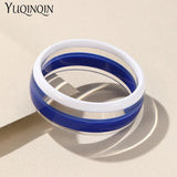 Vintage Resin Bracelets For Women Wide Bangle Stripe