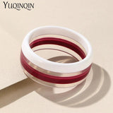 Vintage Resin Bracelets For Women Wide Bangle Stripe