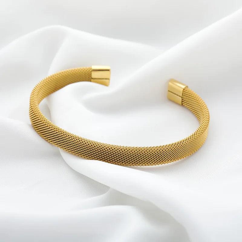 Stainless Steel Woven Mesh Bangle for Men and Women