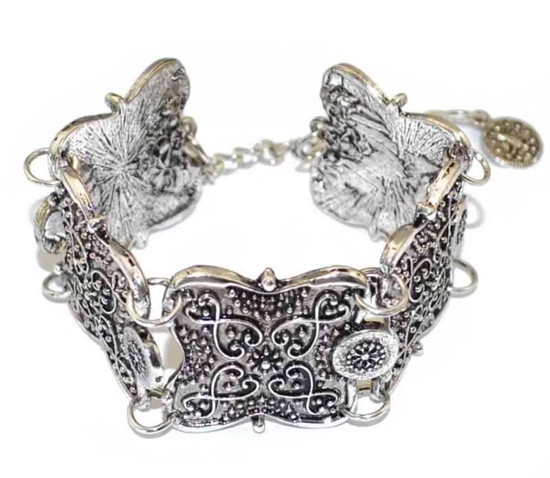 Vintage Charms Wide Cuff Bracelet Bangles Retro Flower Bohemian Alloy