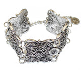 Vintage Charms Wide Cuff Bracelet Bangles Retro Flower Bohemian Alloy