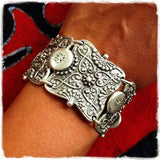 Vintage Charms Wide Cuff Bracelet Bangles Retro Flower Bohemian Alloy