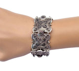 Vintage Charms Wide Cuff Bracelet Bangles Retro Flower Bohemian Alloy