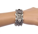 Vintage Charms Wide Cuff Bracelet Bangles Retro Flower Bohemian Alloy