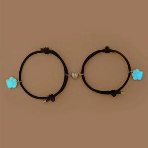 2pcs Magnetic Couple Heart Bracelet for Men Women Glow in the Dark Paw Bracelets