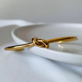 Vintage Minimalist Knotted Open Bangle in Stainless Steel Bracelet Women Jewelry