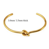 Vintage Minimalist Knotted Open Bangle in Stainless Steel Bracelet Women Jewelry