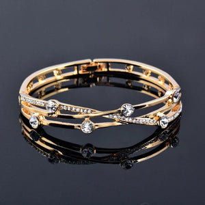 Charm Hollow Wide Bangle For Women Rose Silver Cubic Zirconia Bracelets