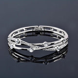 Charm Hollow Wide Bangle For Women Rose Silver Cubic Zirconia Bracelets