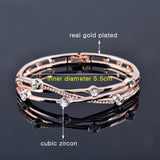 Charm Hollow Wide Bangle For Women Rose Silver Cubic Zirconia Bracelets