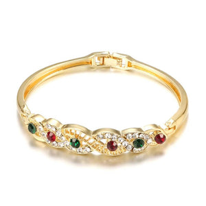 Morocco Women Ethnic Wedding Jewelry Rhinestone Thin Bangles Bridal Gift