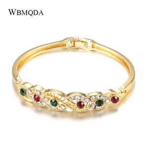 Morocco Women Ethnic Wedding Jewelry Rhinestone Thin Bangles Bridal Gift