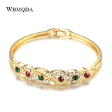 Morocco Women Ethnic Wedding Jewelry Rhinestone Thin Bangles Bridal Gift