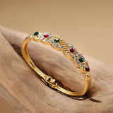 Morocco Women Ethnic Wedding Jewelry Rhinestone Thin Bangles Bridal Gift