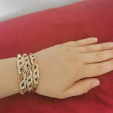 Morocco Women Ethnic Wedding Jewelry Rhinestone Thin Bangles Bridal Gift