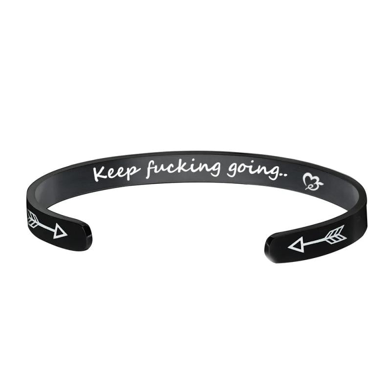 Stainless Steel Cuff Bracelet K&ep F&ckcing Going Gift Jewelry