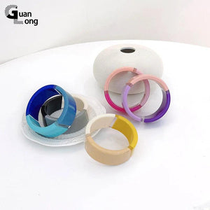 Vintage Colorful Big Bracelet Thick Resin Acrylic Irregular Wide Bracelet
