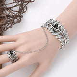 Flower Cane Lolita Bracelet Ring Leaf Chain Hand Chain Women
