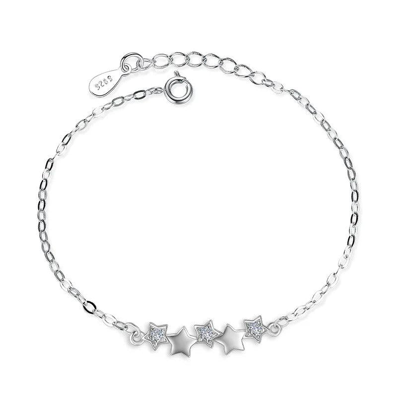 Silver Zircon Star Chain Bracelet For Women Jewelry