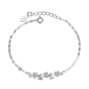 Silver Zircon Star Chain Bracelet For Women Jewelry