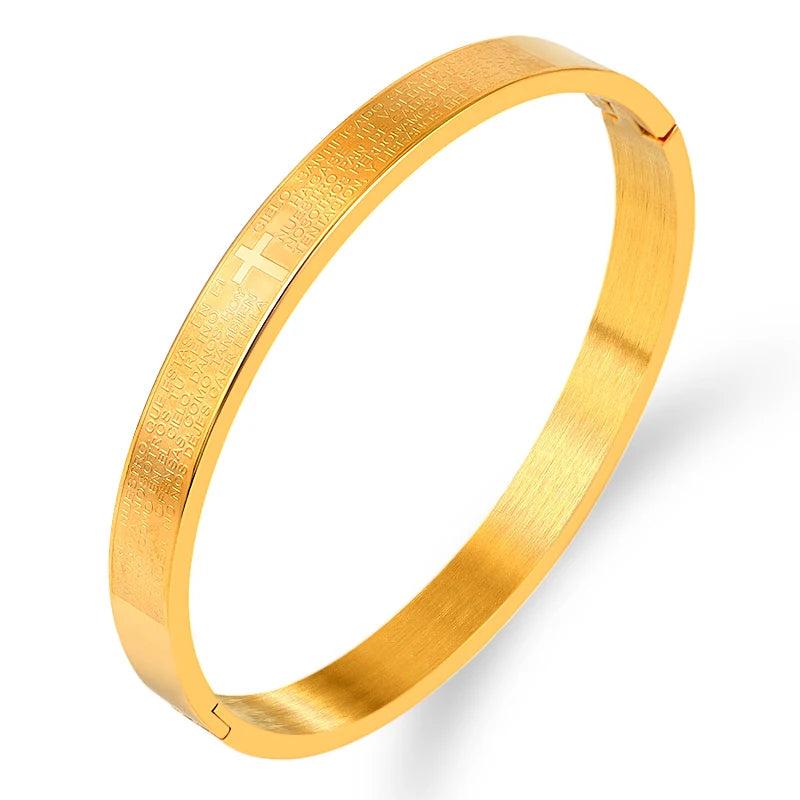 Men's Stainless Steel Jesus Inscription Bracelet + Cuff Wedding Jewelry