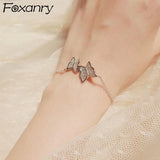 Foxanry Silver Bracelet Sparkling Butterfly Zircon Bride Jewelry
