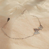 Foxanry Silver Bracelet Sparkling Butterfly Zircon Bride Jewelry