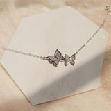 Foxanry Silver Bracelet Sparkling Butterfly Zircon Bride Jewelry