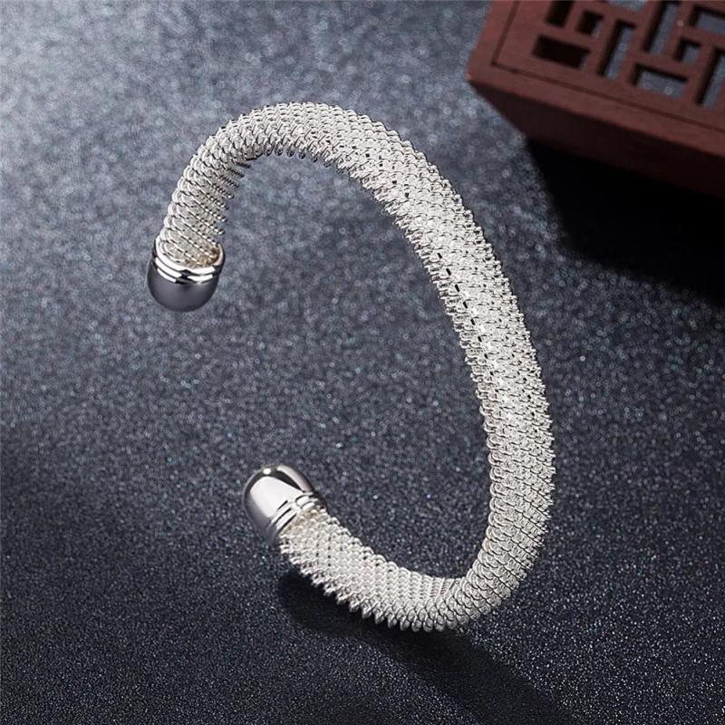 925 Silver Cuff Bangles Bracelets for Women Charm Christmas Party Wedding