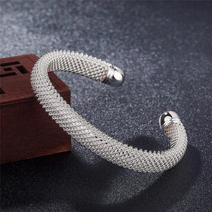 925 Silver Cuff Bangles Bracelets for Women Charm Christmas Party Wedding
