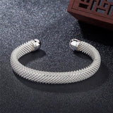 925 Silver Cuff Bangles Bracelets for Women Charm Christmas Party Wedding
