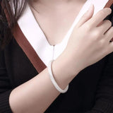 925 Silver Cuff Bangles Bracelets for Women Charm Christmas Party Wedding