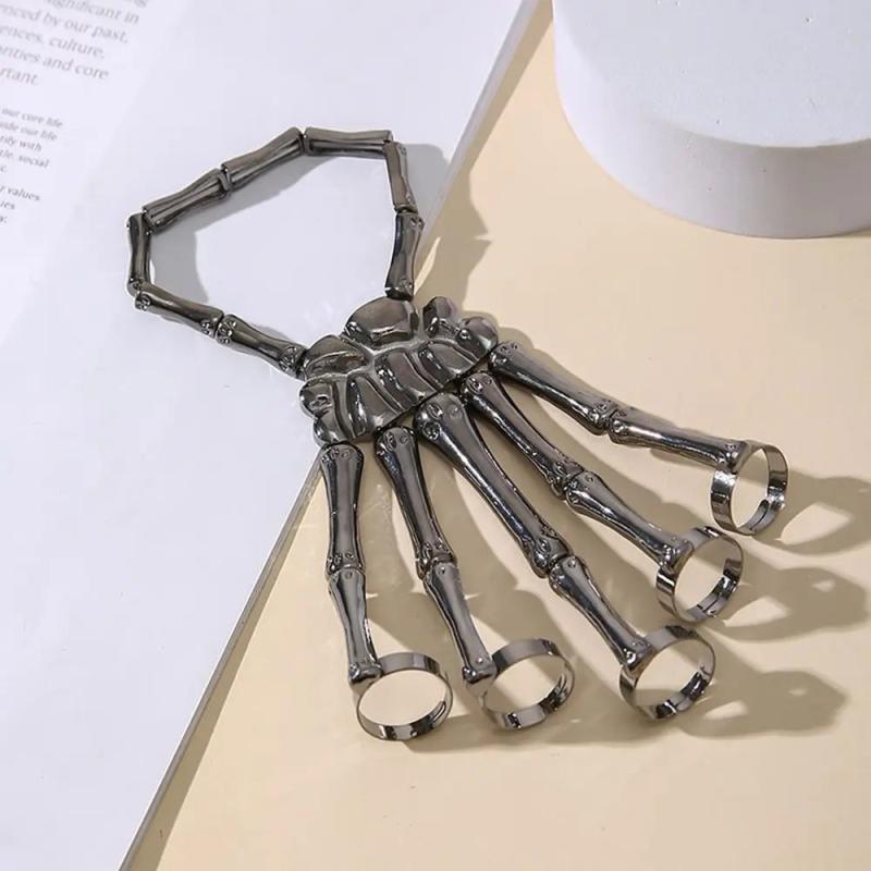 Skull Skeleton Wristband Elastic Hand Bracelet Halloween Bangle