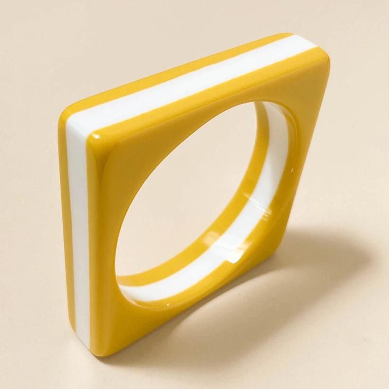 Colorful Square Resin Acrylic Bangle Bracelet for Women