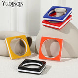 Colorful Square Resin Acrylic Bangle Bracelet for Women
